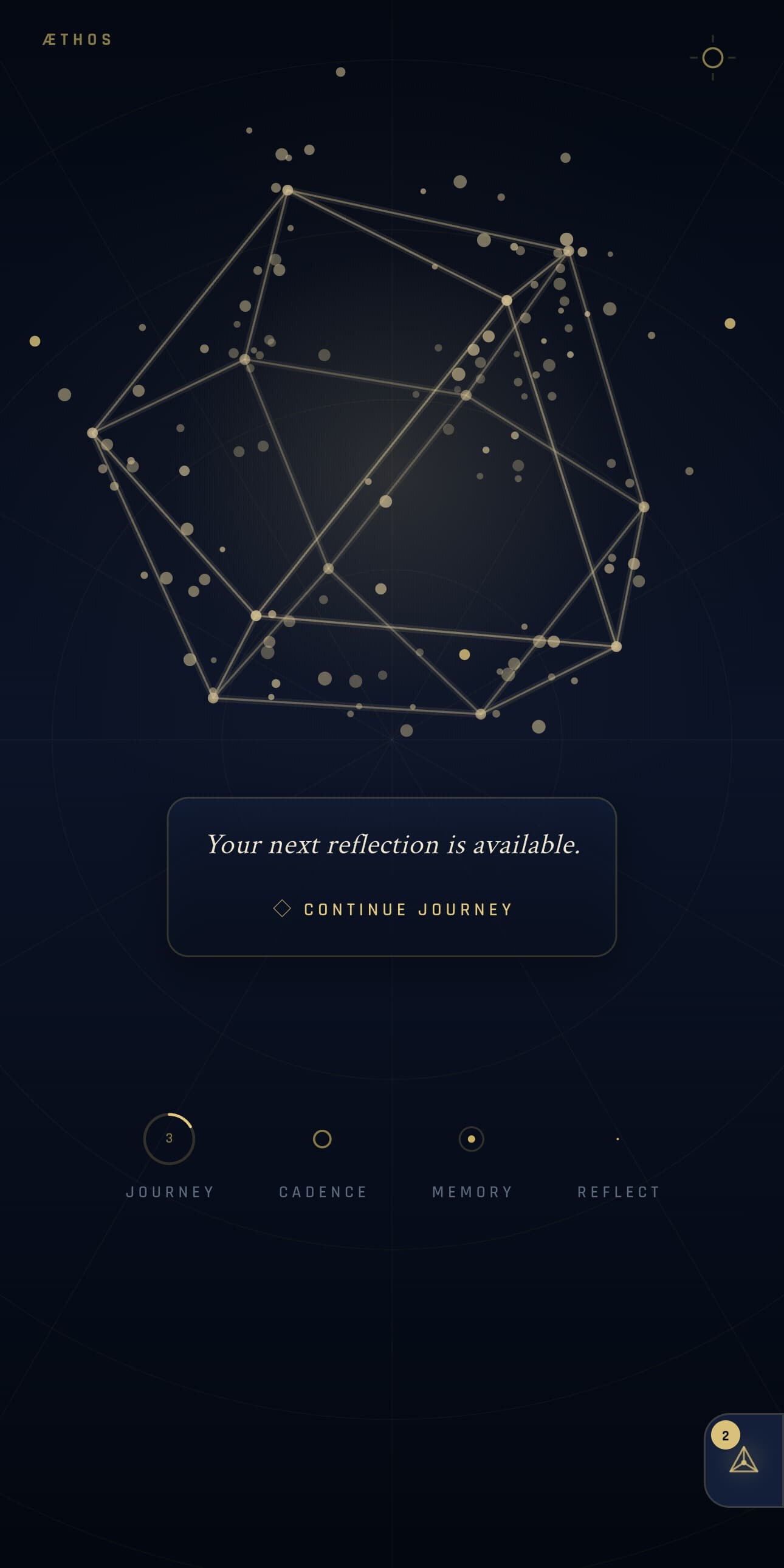 The Æthos app's home screen.